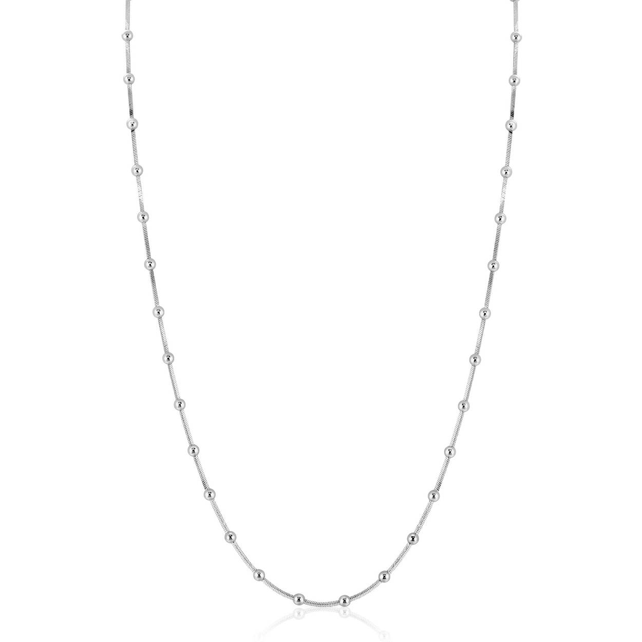 ZINZI zilveren slangen-ketting met vierkant geslepen schakels en 40 verfijnde glanzende bolletjes (2,5mm breed) 43-45cm ZIC2471