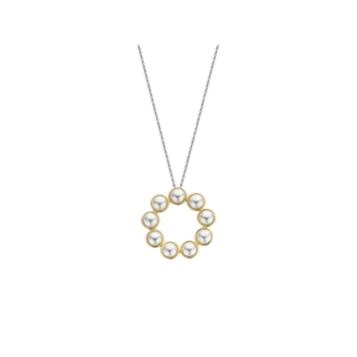 Ti Sento verguld zilveren collier met parelhanger