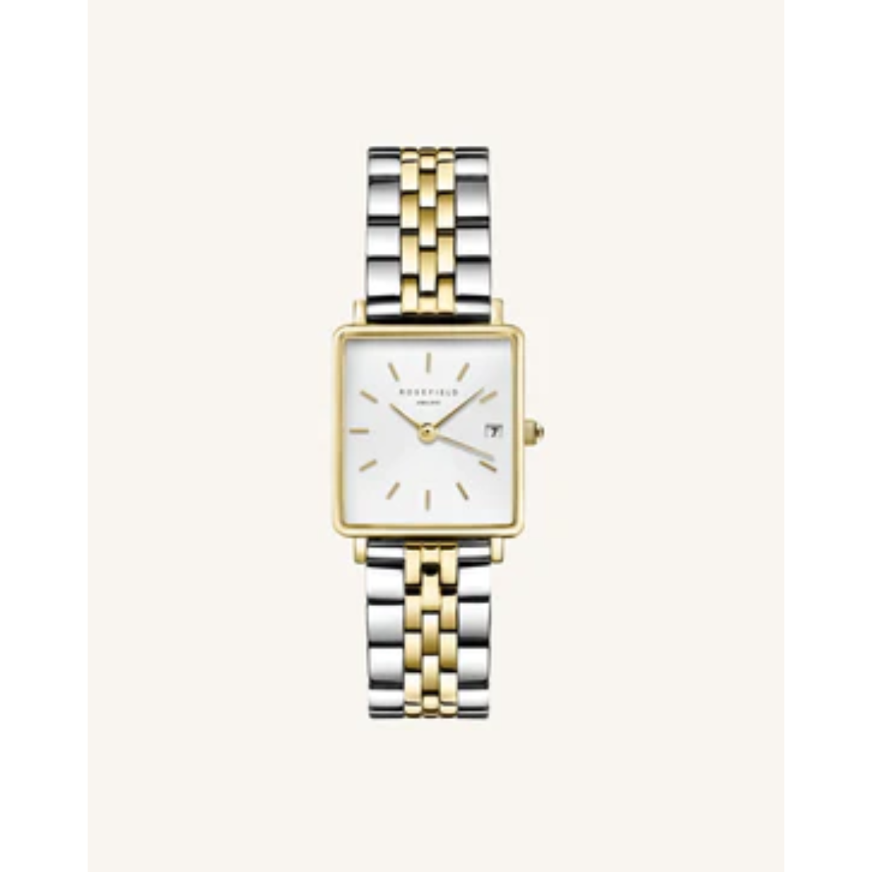 Rosefield Horloge The Boxy xs Silver Sunray Silver Gold Duo