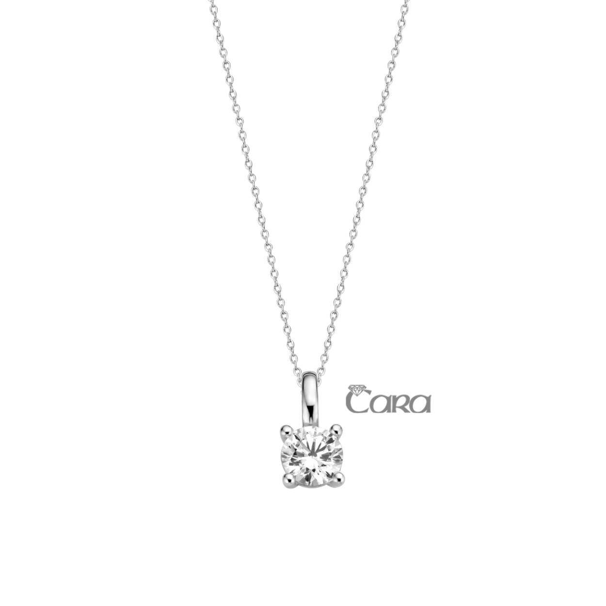 Cara hanger wit goud 18k gezet met zirconia - bijpassende ketting eveneens verkrijgbaar