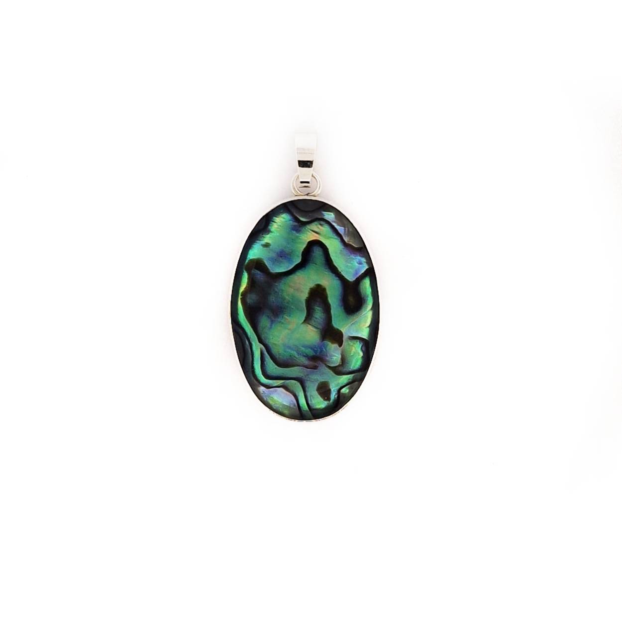 Zilveren ovale hanger met schelp