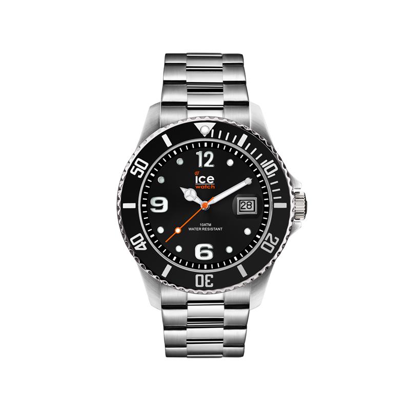 Ice-Watch ICE steel - IW016032 Dit heren horloge van Ice-Watch uit de Steel serie heeft een zilverkleurige stalen band en een zwarte wijzerplaat met datum aanduiding. Het horloge heeft mineraal glas en een kastdiameter van 44 mm. Alle modellen uit de ICE steel collectie zijn gemaakt van 316L, het meest sterke en duurzame staal. De modellen uit de ICE steel collectie zijn sober en sterk en geschikt voor elke gelegenheid. HET MERK Ice-Watch bestaat al sinds 2007 en heeft als motto ""Change. You can"". De horloges worden in verschillende kleuren - van transparant tot fluorescerend - uitgevoerd. Dit zorgt ervoor dat er een Ice-Watch is voor elke smaak, stijl en elke look waardoor je zo vaak van Ice-Watch kunt wisselen zoals je wilt. SPECIFICATIES - Mineraal glas - Ronde kastvorm  44 mm - Zilverkleurige horlogekast - Zwarte wijzerplaat - Zilverkleurige stalen horlogeband - 10 ATM (Zwemmen en snorkelen)
