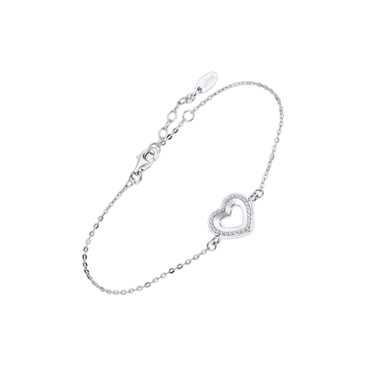 Armband  zilver hartje zirconium