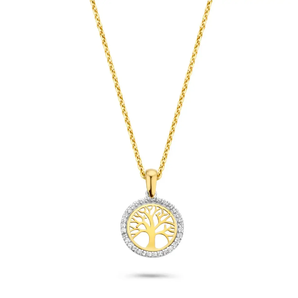Gouden hanger Joy & Julia levensboom met zirkonia 