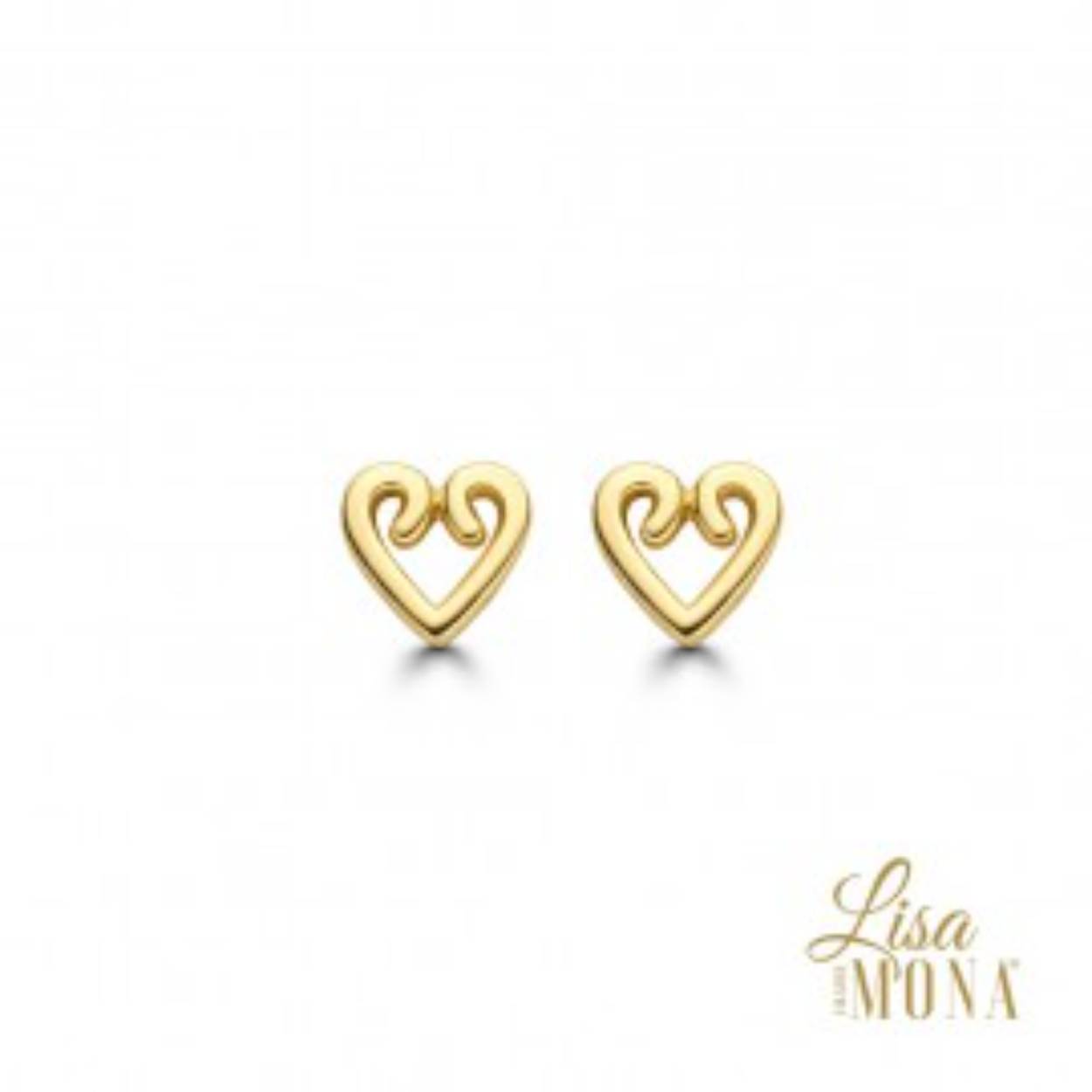  Lisa Mona oorstekers 14k hartje 
