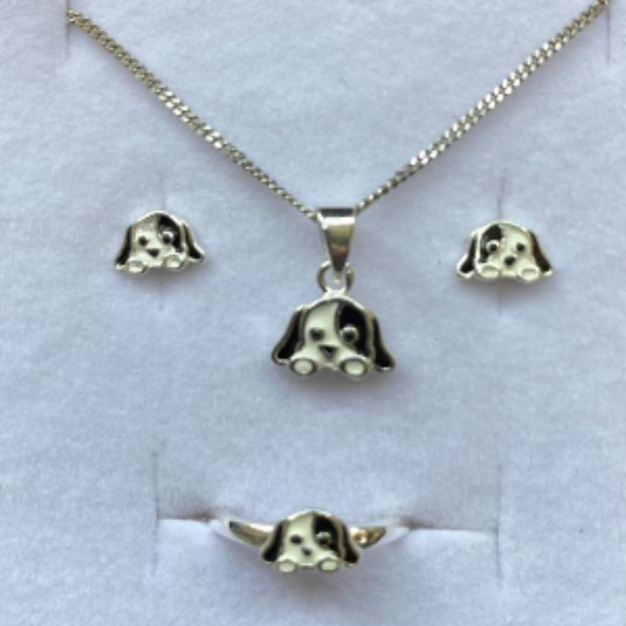 Bellini oorknopjes zilver met emaille hondjes 575048