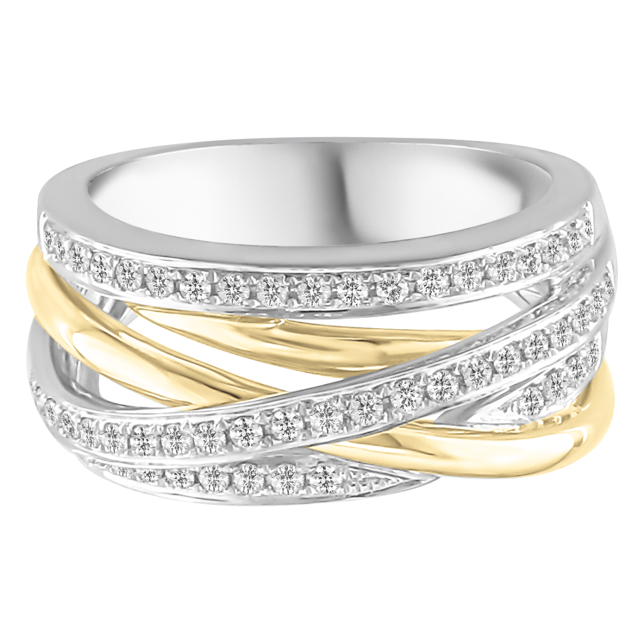 Ring geel en wit goud 18kt met diamanten