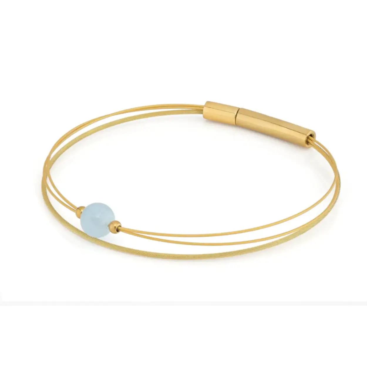 Vergulde stalen armband met aquamarijnsteen 
