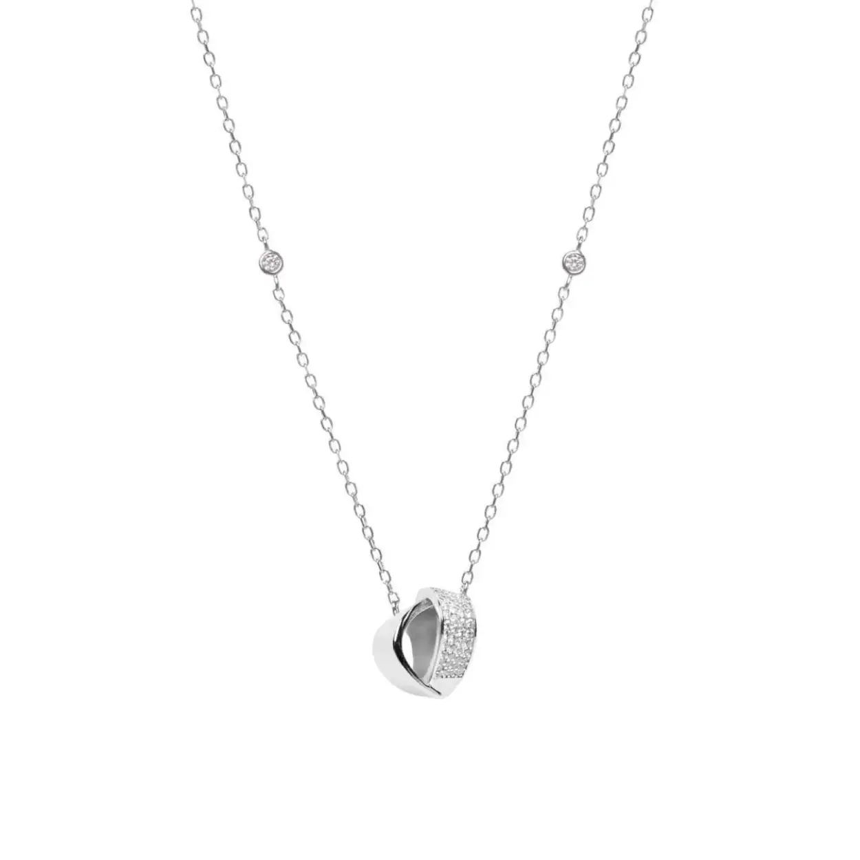 KLEINE HANGER IN ZILVEREN KNOOPDESIGN EN ZIRCONIA