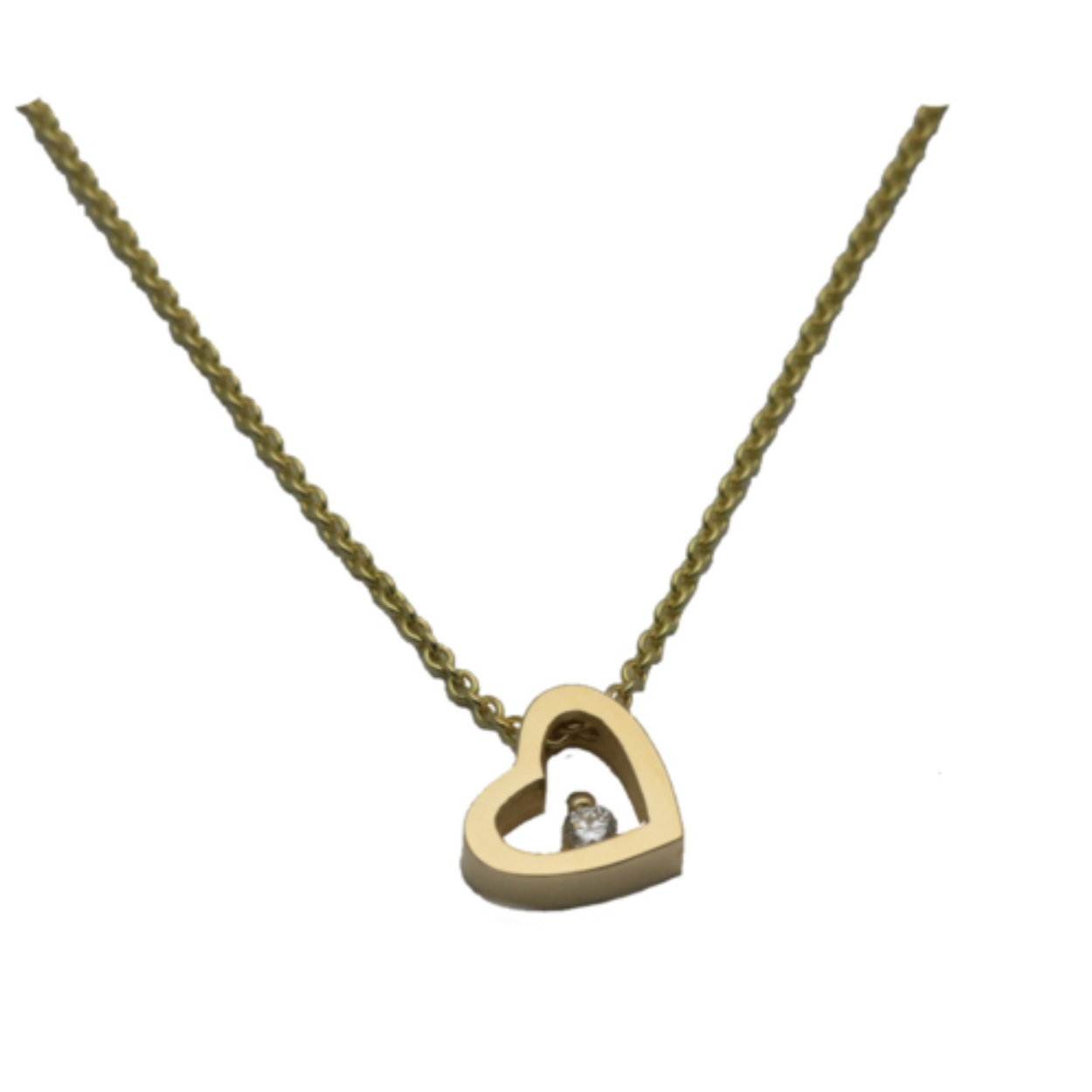 Minioro gouden collier met hartje 0.01crt briljant
