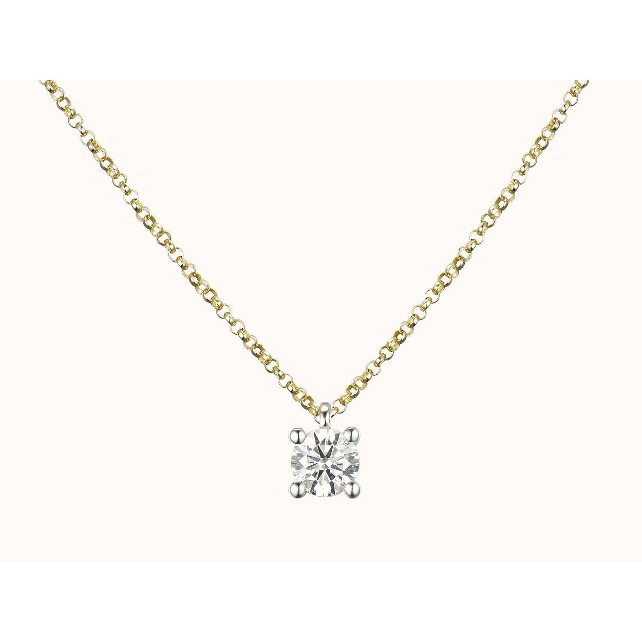 wit gouden 18kt ketting + 0.20ct brilj
