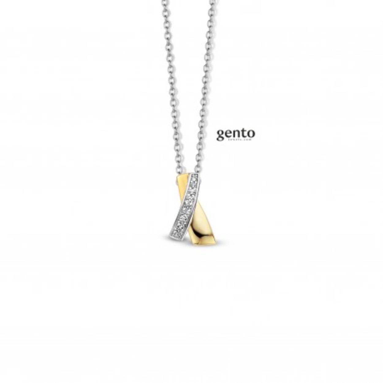 Bicolor hanger met zirconia inclusief ketting