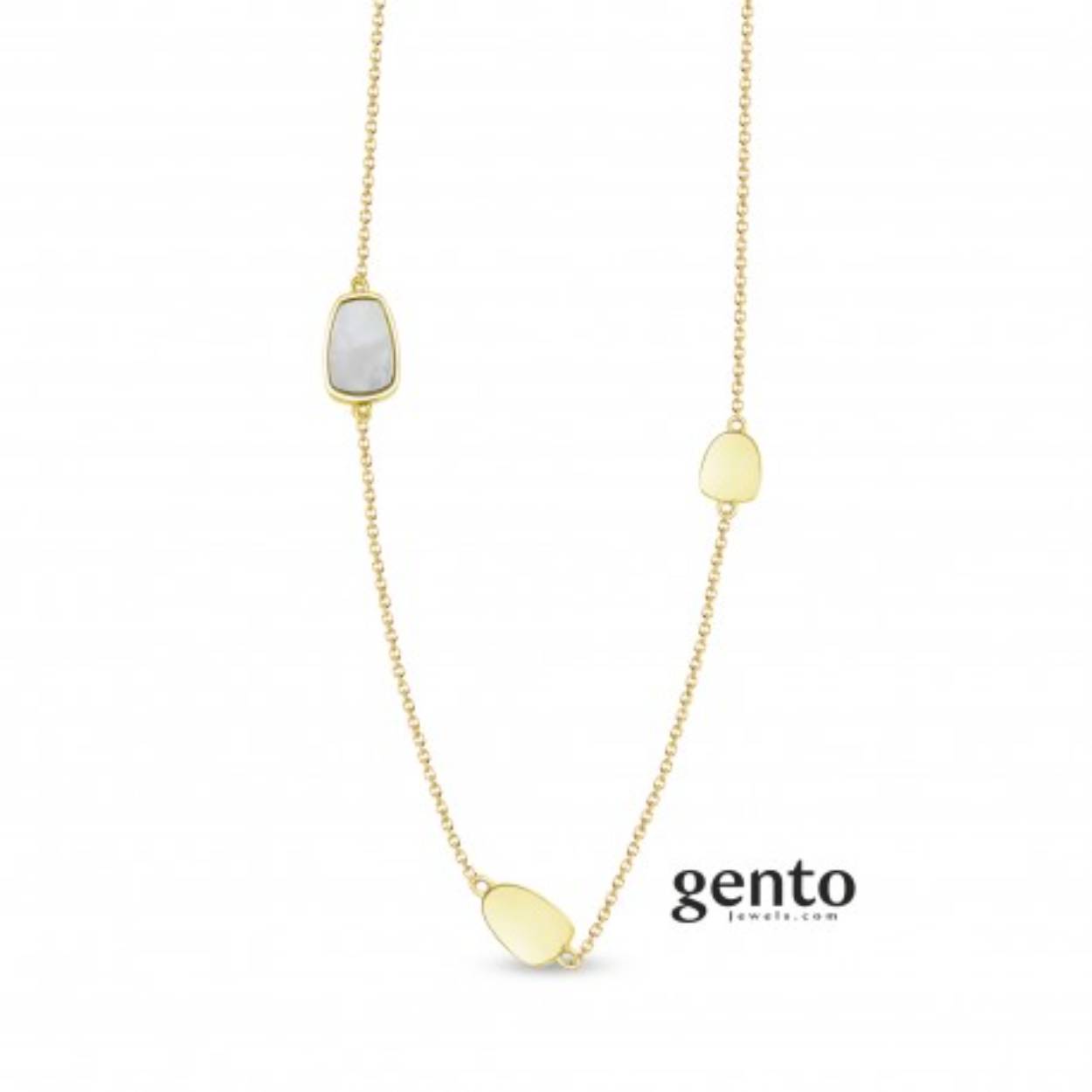 collier van 80cm in plaque met plaatjes parelmoer