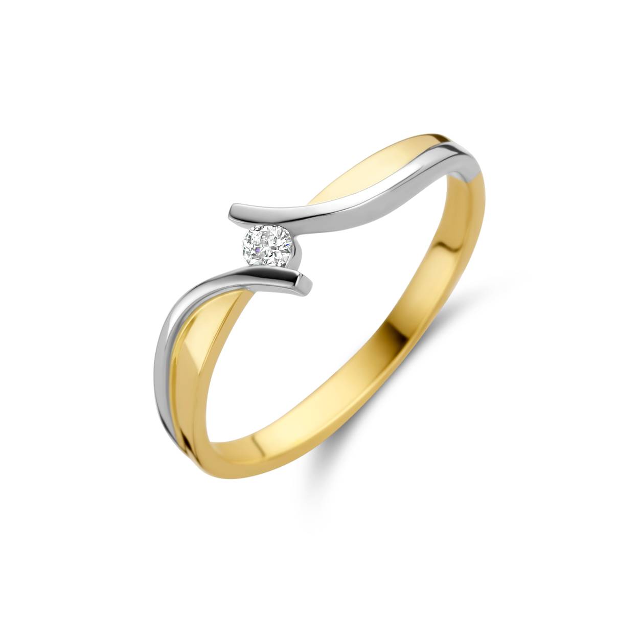 Bernstein met briljant geslepen diamant 0.060ct mt17