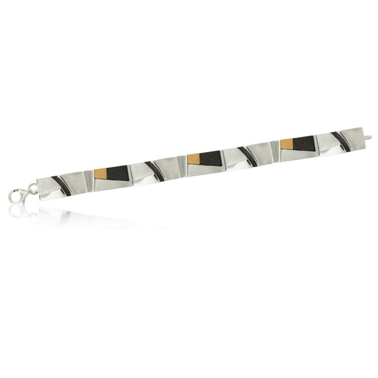 Zilveren armband met geoxideerd zilver en 18 kt goud