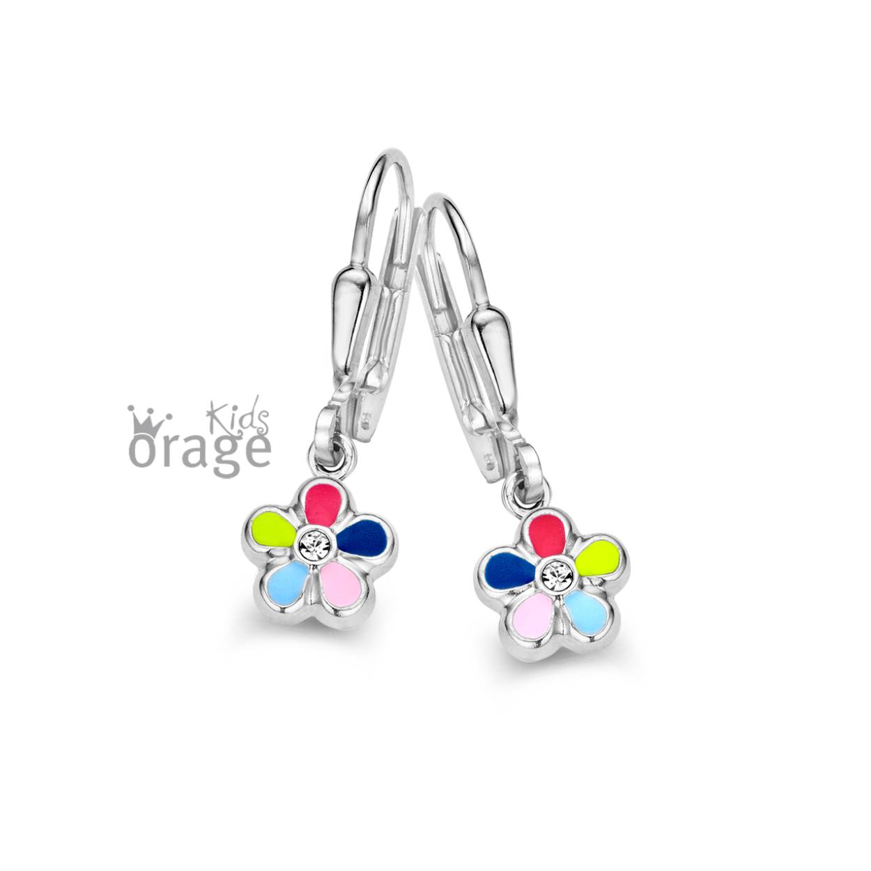 Orage Kids Oorslingers zilver bloem 