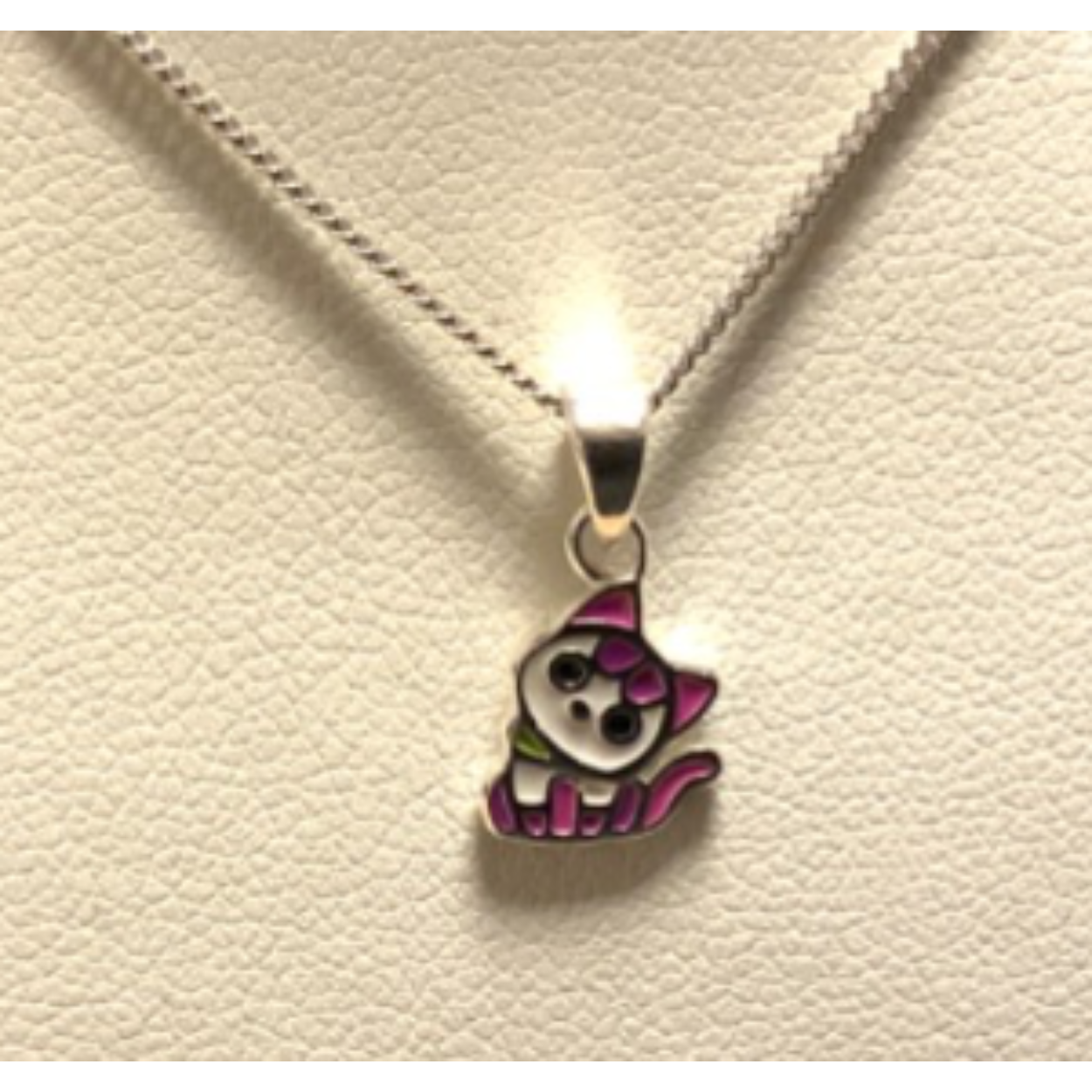 hanger poesje roze/wit incl. collier