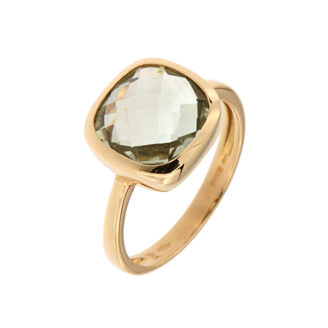BAGUE OR ROSE 18K ET PRASIOLITE 3.5CT