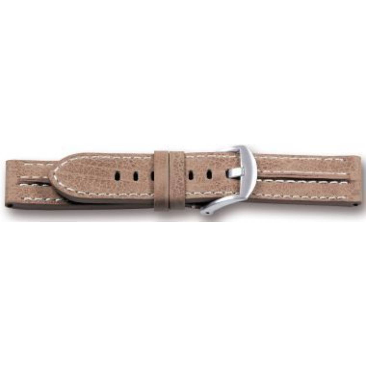 Horlogeband leder 272 licht bruin met wit stiksel 24mm