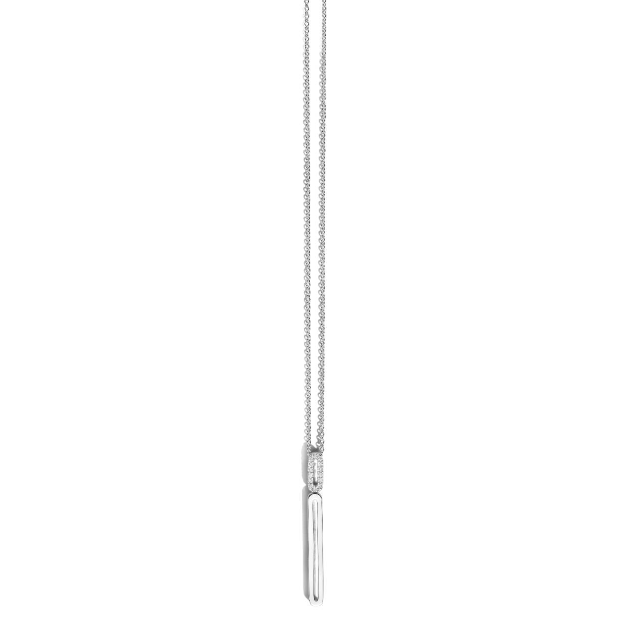 Witgouden ketting 18Kt met diamant 0.05ct