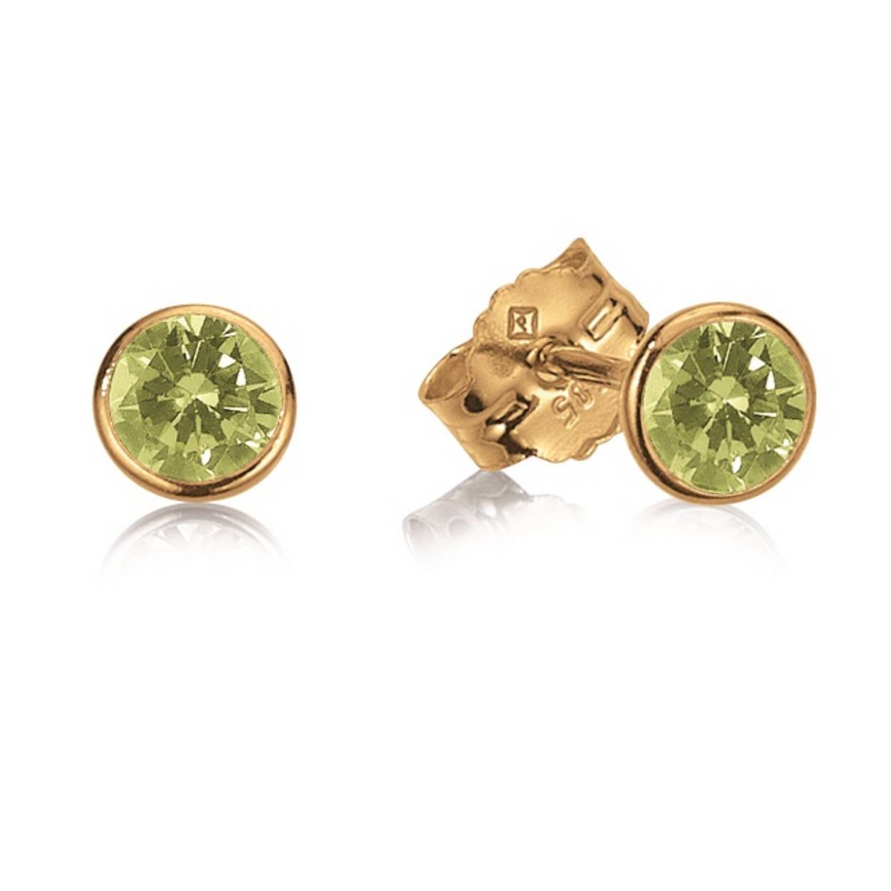 14K oorsteker met geboortesteen zirkonia peridot