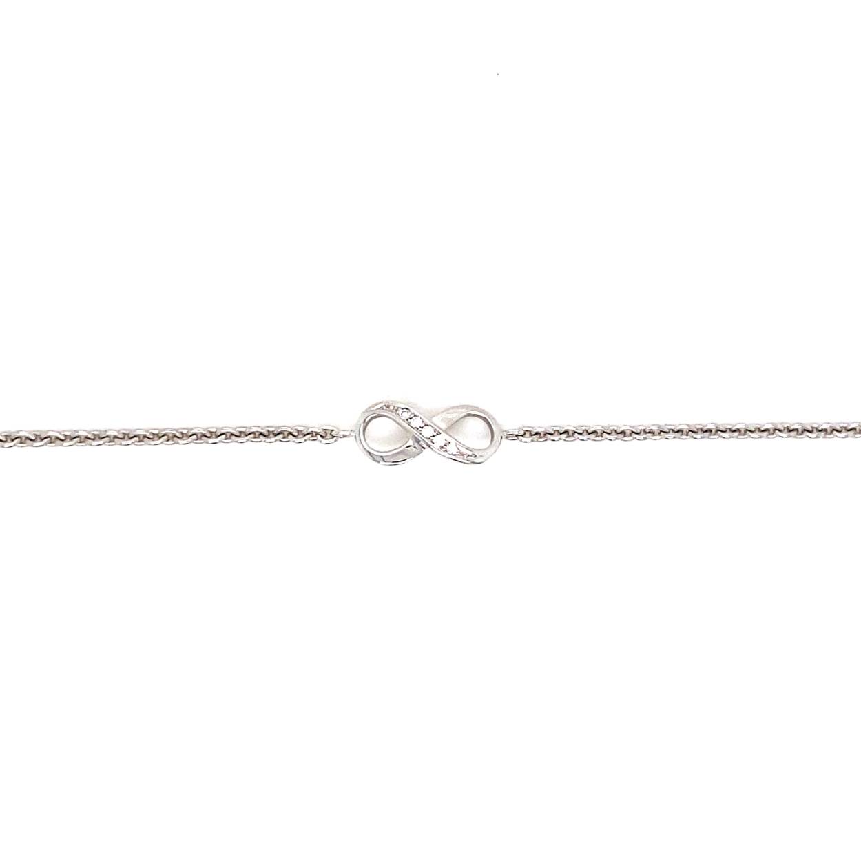 41510738119W 14k witgouden armband met infinity teken bezet met diamant