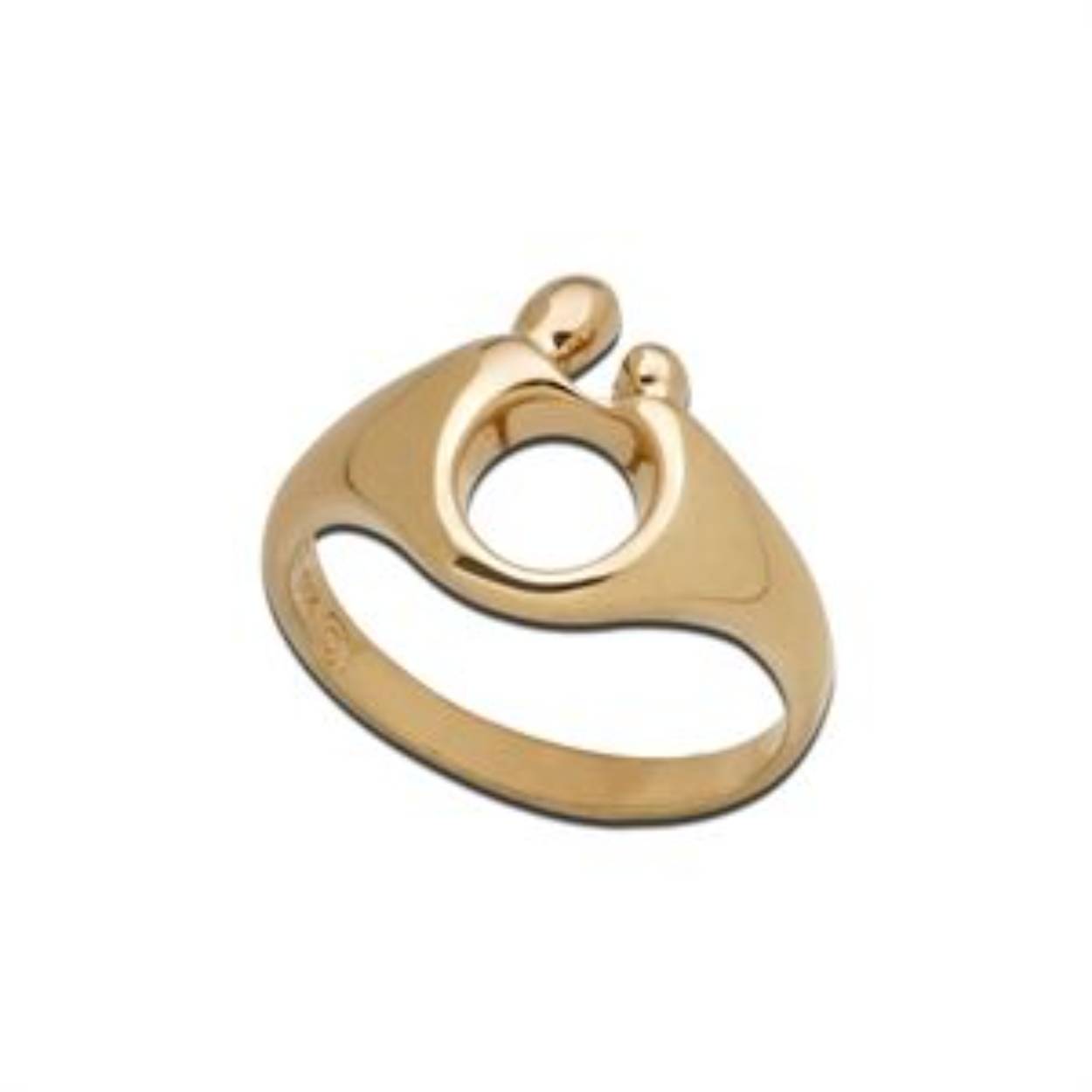 Deze geel gouden 14 karaat ring symboliseert de band tussen moeder en kind