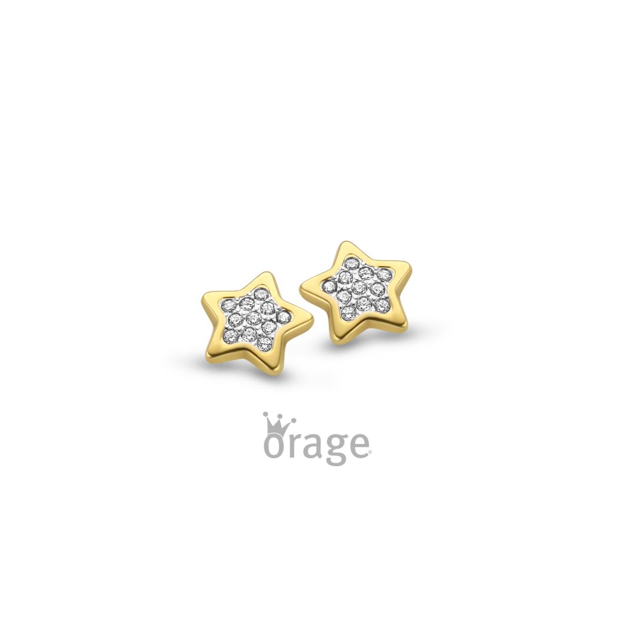 Orage Kids oorstekers goud 9kt ster met zirkonia steentjes