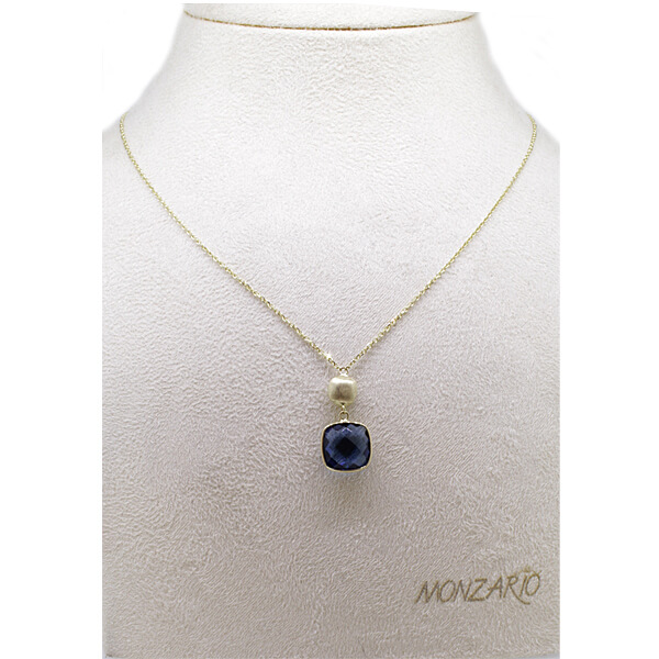 Monzario collier geelgoud 1156C met  London Topaas
Lengte 40-43-45cm