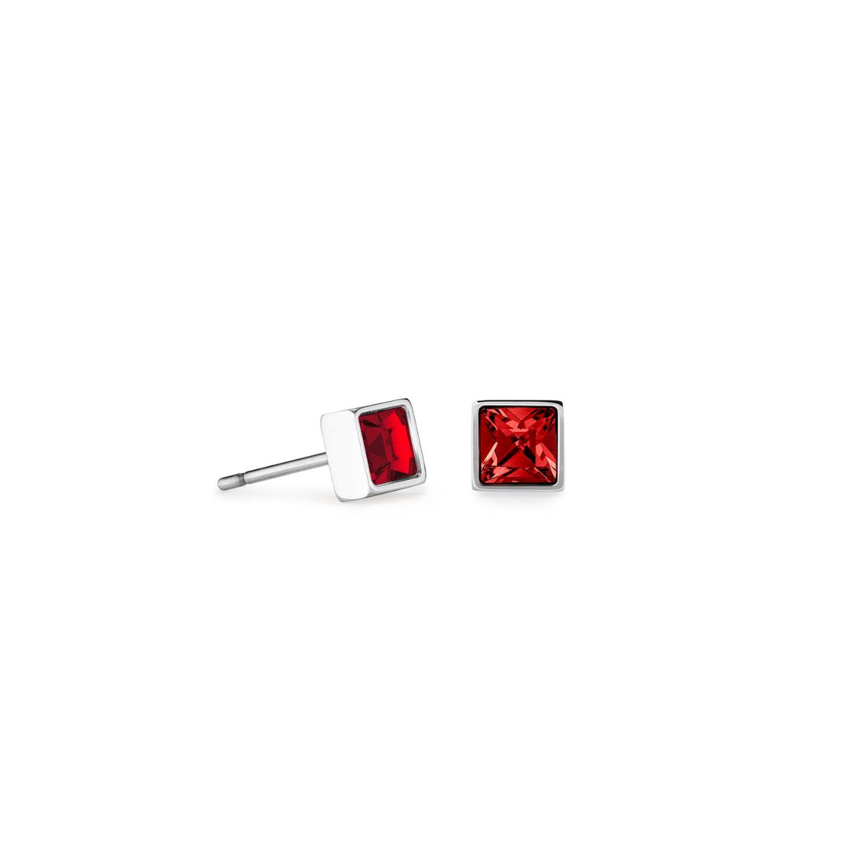 Coeur de Lion oorknoppen, red-silver, 0501/21-0317