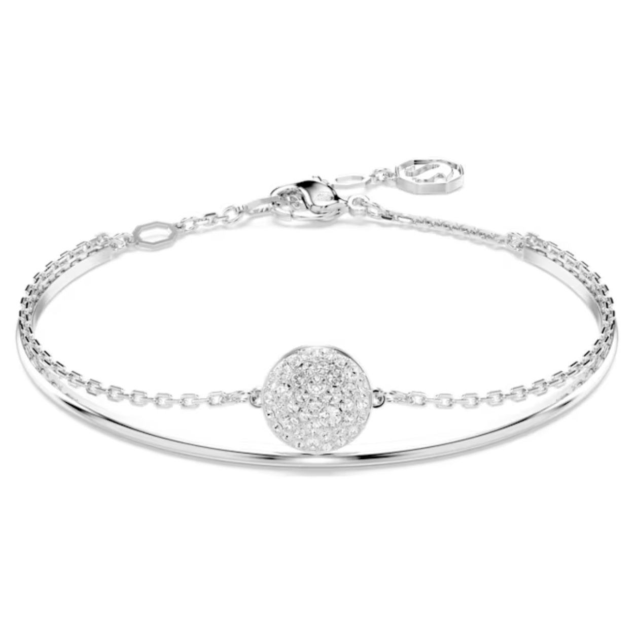 Deze schitterende armband is een eerbetoon aan de kosmos en brengt de drager eindeloze vreugde. Om de pols bestaat het ontwerp met rhodium toplaag uit een harde band gecombineerd met een delicate ketting met een bolvormig meteoormotief. Dit is voorzien met een sneeuwpavé van heldere rondgeslepen kristallen in verschillende formaten. Draag deze armband met een bijpassende armband om elke outfit een stralend accent te geven.
Artikelnr.: 5683447
Collectie:  Meteora
Lengte: 17 cm
Binnenste diameters: 5.9 x 4 cm
Formaat motief: 1 x 1 cm