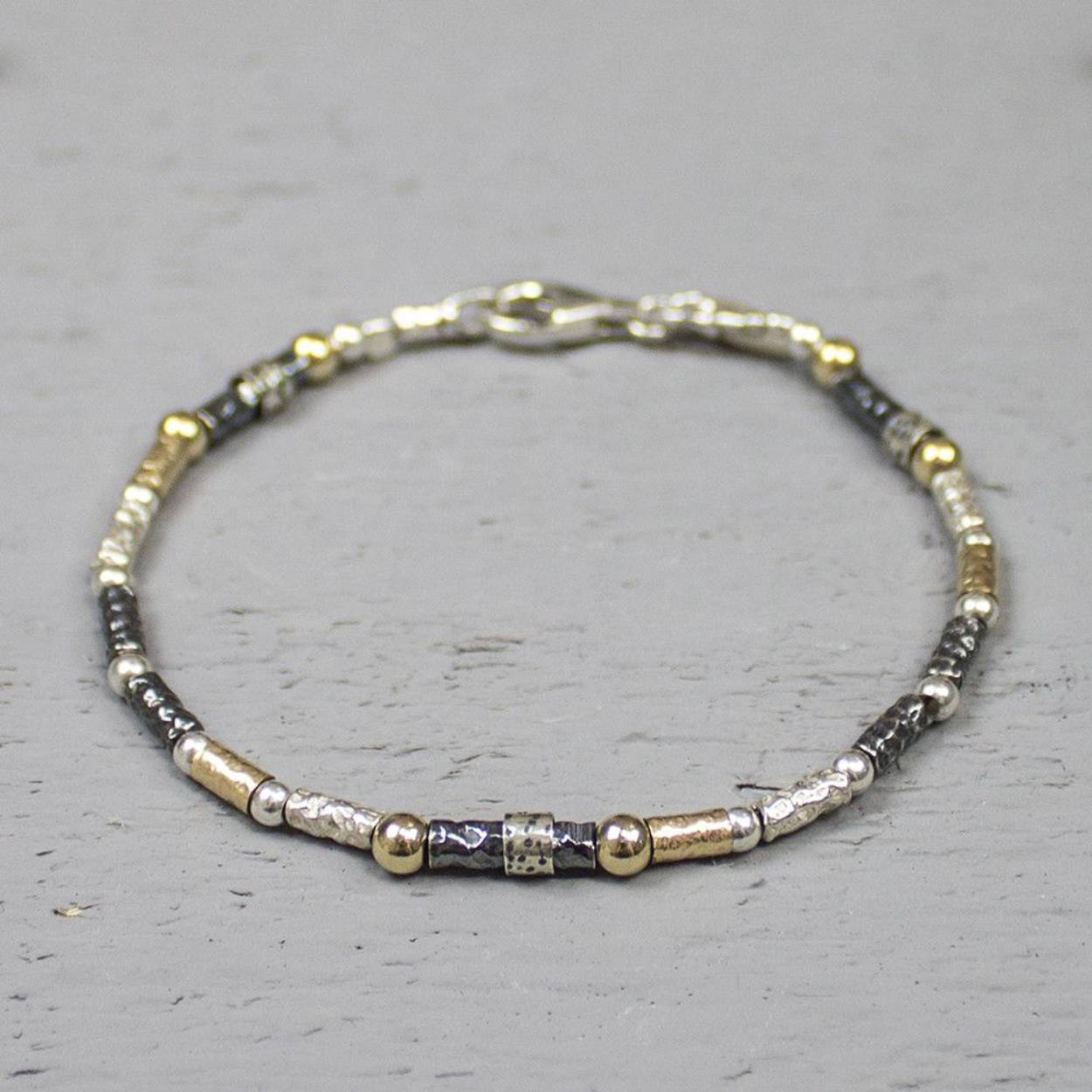 Jeh Jewels 19686 - Armband zilver oxy en gold filled buisjes