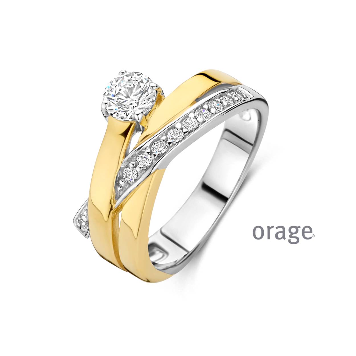 Orage ring zilver bicolor met zirkonia steentjes