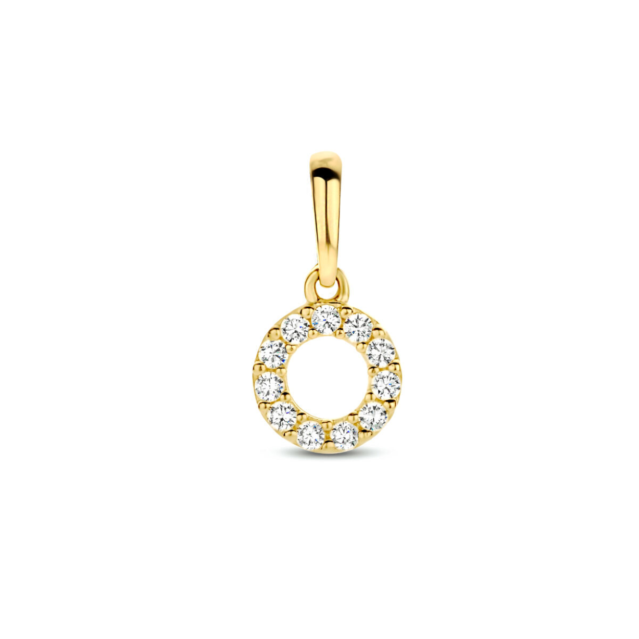 14k Geelgouden hanger uitgevoerd met een schitterende zirkonia rij.