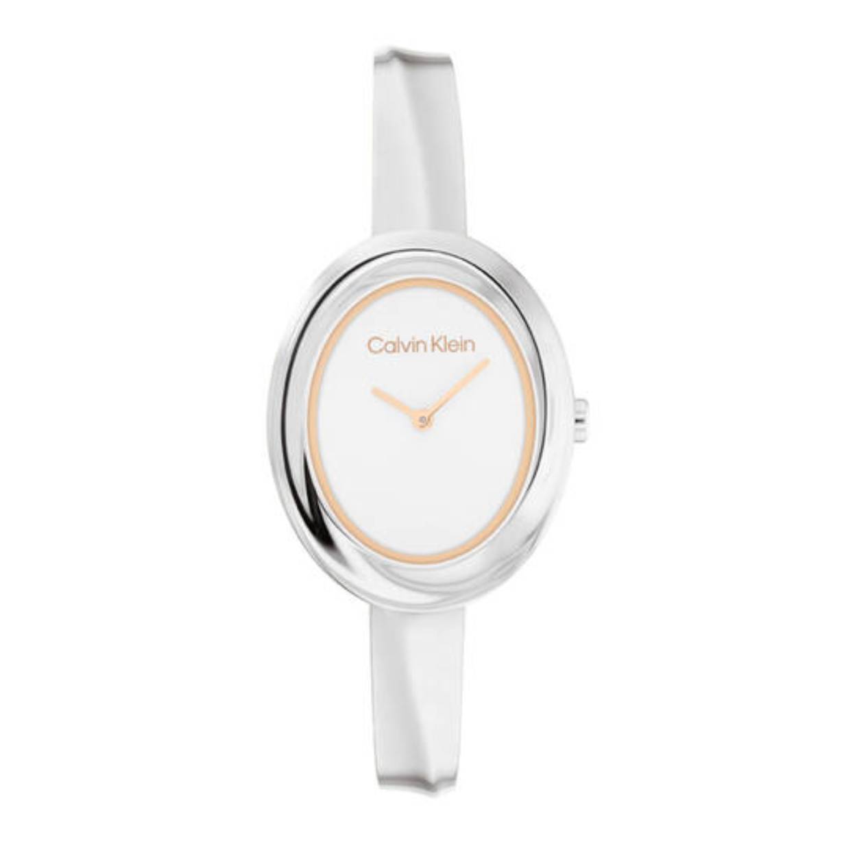 Calvin Klein CK25100055 Dames Staal Horloge 26mm 
Dit Calvin Klein dameshorloge met nr CK25100055 is een chique en stijlvol ontwerp. De stijlvolle zilverkleurige ovale stalen kast heeft een witte glanzende wijzerplaat met enkel wijzers en de merknaam. Strak aan de vol glimmende kast zit een zilverkleurige bangle band met klapsluiting. Inkorten kan dmv schakels te verwijderen aan de onderkant. Het opvallende horloge heeft een mineraalglas, een doorsnee van 26mm en is 3ATM.

OVER CALVIN KLEIN
Calvin Klein is een wereldwijd lifestylemerk dat gewaagde, vooruitstrevende idealen en een verleidelijke, vaak minimalistische, esthetiek nastreeft. Calvin Klein werd groot in de jaren 70 door haar mode- en merkjeans collecties. In de jaren 80 lanceerde Calvin Klein haar spraakmakende ondergoed dat uitdrukkelijk van logo ’s voorzien was. Vanwege het grote succes is het merk ook succesvol uitgerold in Accessoires, Parfums, Home, Brillen, Golf, Horloges en Sieraden.
Sinds de oprichting in 1968 door Calvin Klein, heeft het merk haar reputatie opgebouwd als leider in de Amerikaanse mode, dankzij een cleane esthetiek en innovatieve ontwerpen. Calvin Klein wil haar publiek verleiden en inspireren door middel van provocerende beelden en opvallende ontwerpen die prikkelen. 

SPECIFICATIES:
- Mineraalglas
- Zilverkleurige stalen kast
- Witte glanzende wijzerplaat 
- Zilverkleurige bangle band
- Ovale kastvorm, Ø 26mm
- 3ATM