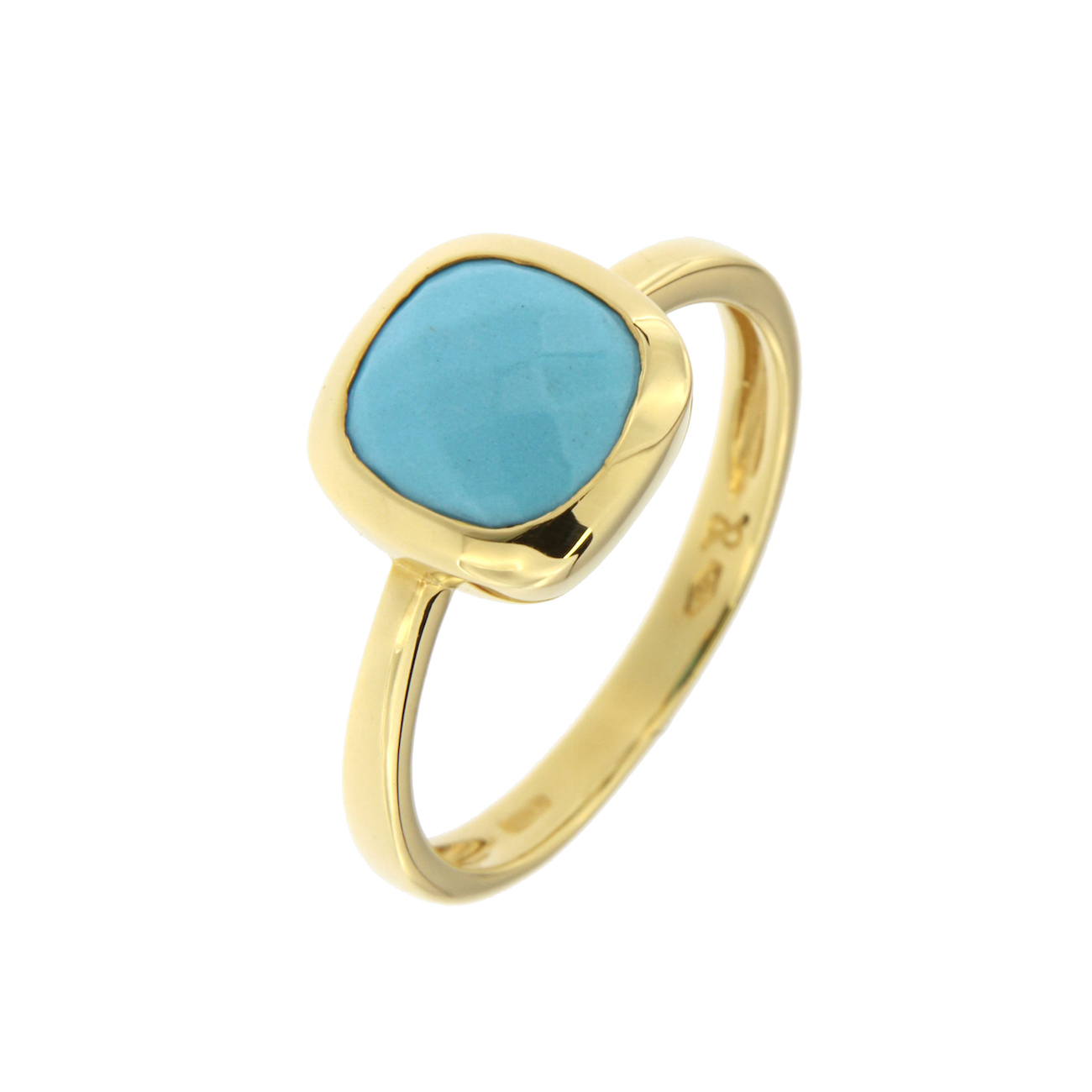BAGUE OR JAUNE 18K ET TURQUOISE