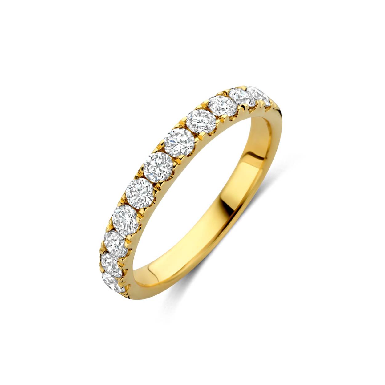 Trouwring geel goud 18kt met labdiamanten
