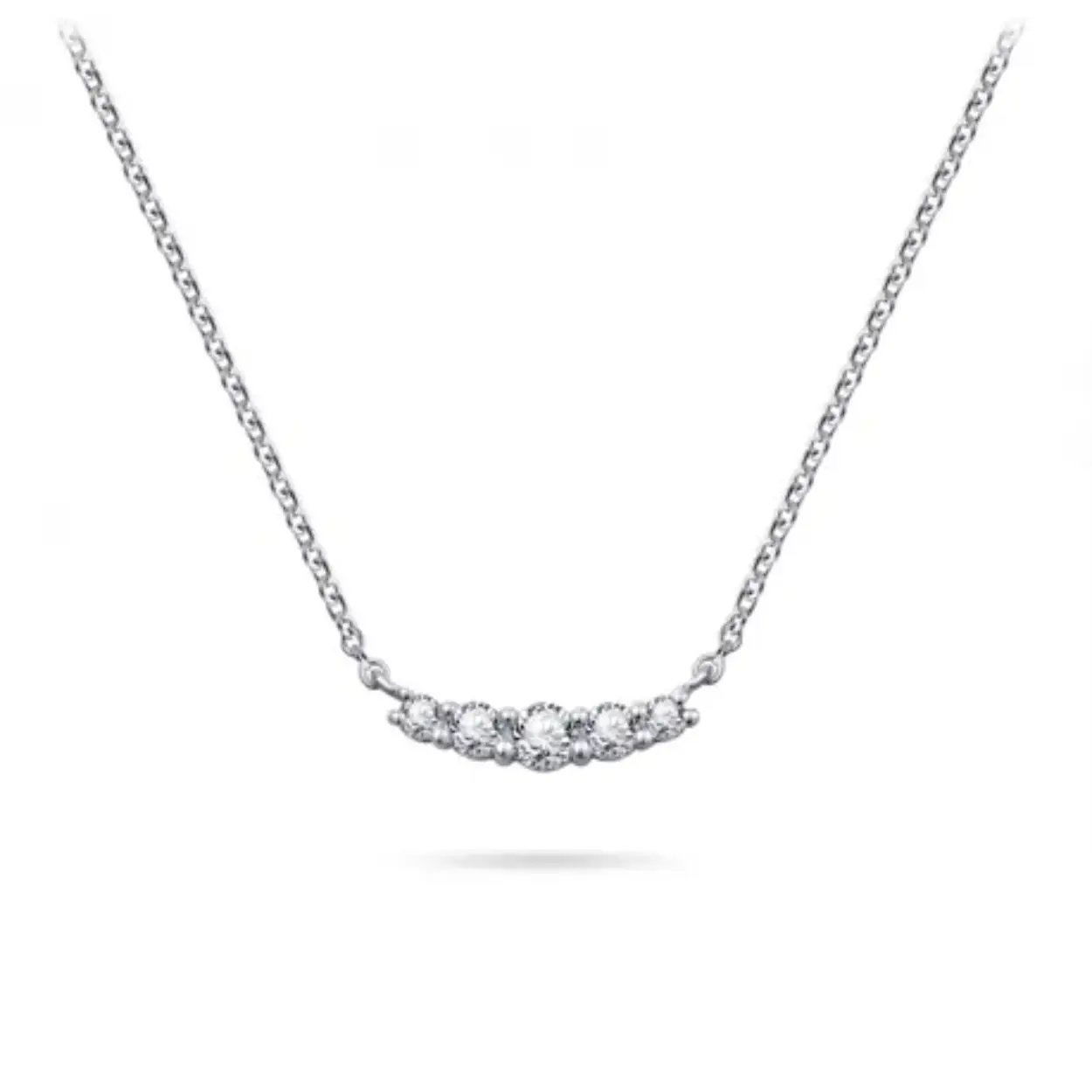 Zilveren collier met 5 zirconiums 42 + 3 cm