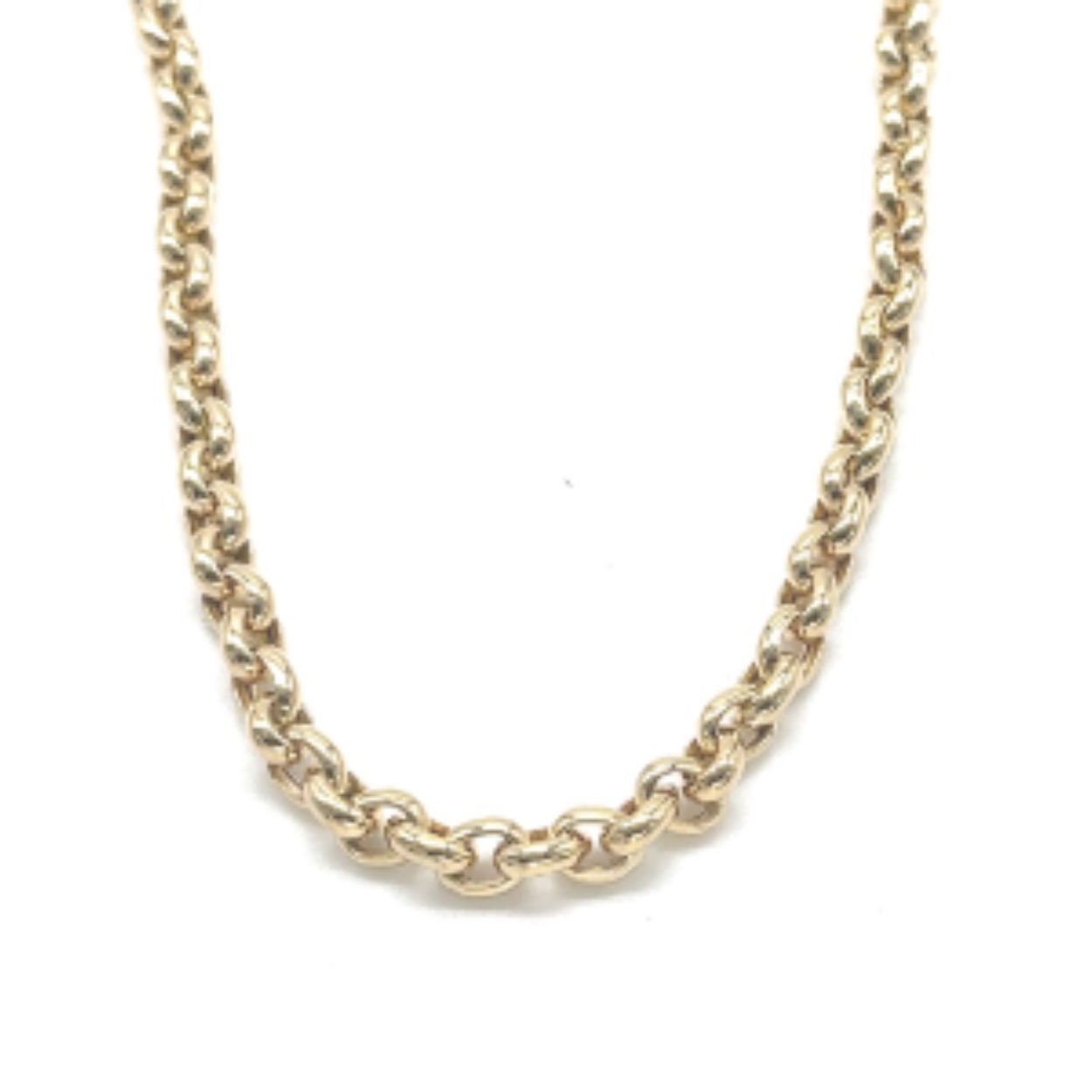 14k gouden jasseron schakel collier. ca 13.9 gram/ 50cm/ 5 mm breed. 