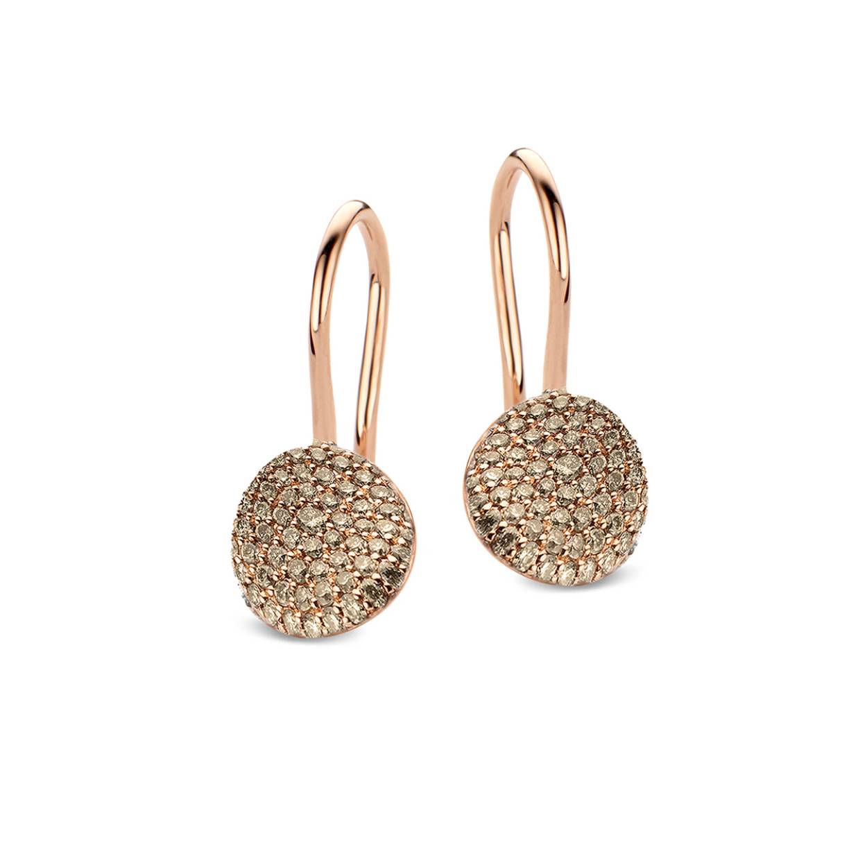 Deze Mini Waves oorhangers zijn vervaardigd in 18-karaats roségoud en afgewerkt met bruine diamanten 0.77ct