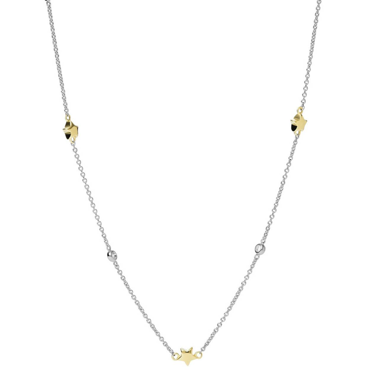 Deze station ketting is gemaakt van tweekleurig sterling zilver en heeft een veerringsluiting.Deze dames ketting in het zilver is vervaardigd van hoogwaardig zilver. Ideaal om mee te combineren door de sprankelende gepolijste afwerking. Een stijlvol accessoire voor elke gelegenheid.