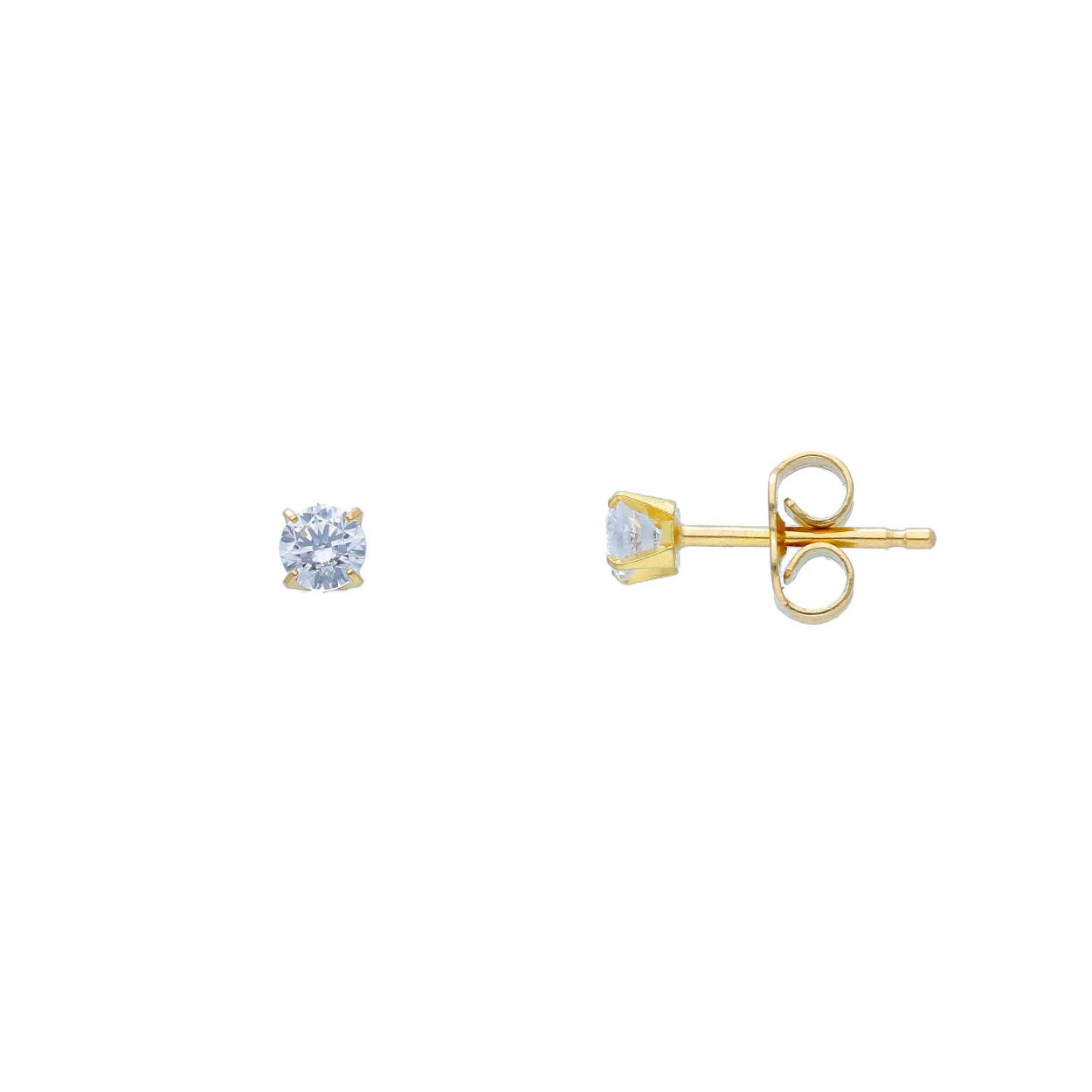 18 kt gouden oorstekers met zirkonium
Diameter: 3,5 mm
Ook verkrijgbaar in andere afmetingen/goudkleuren