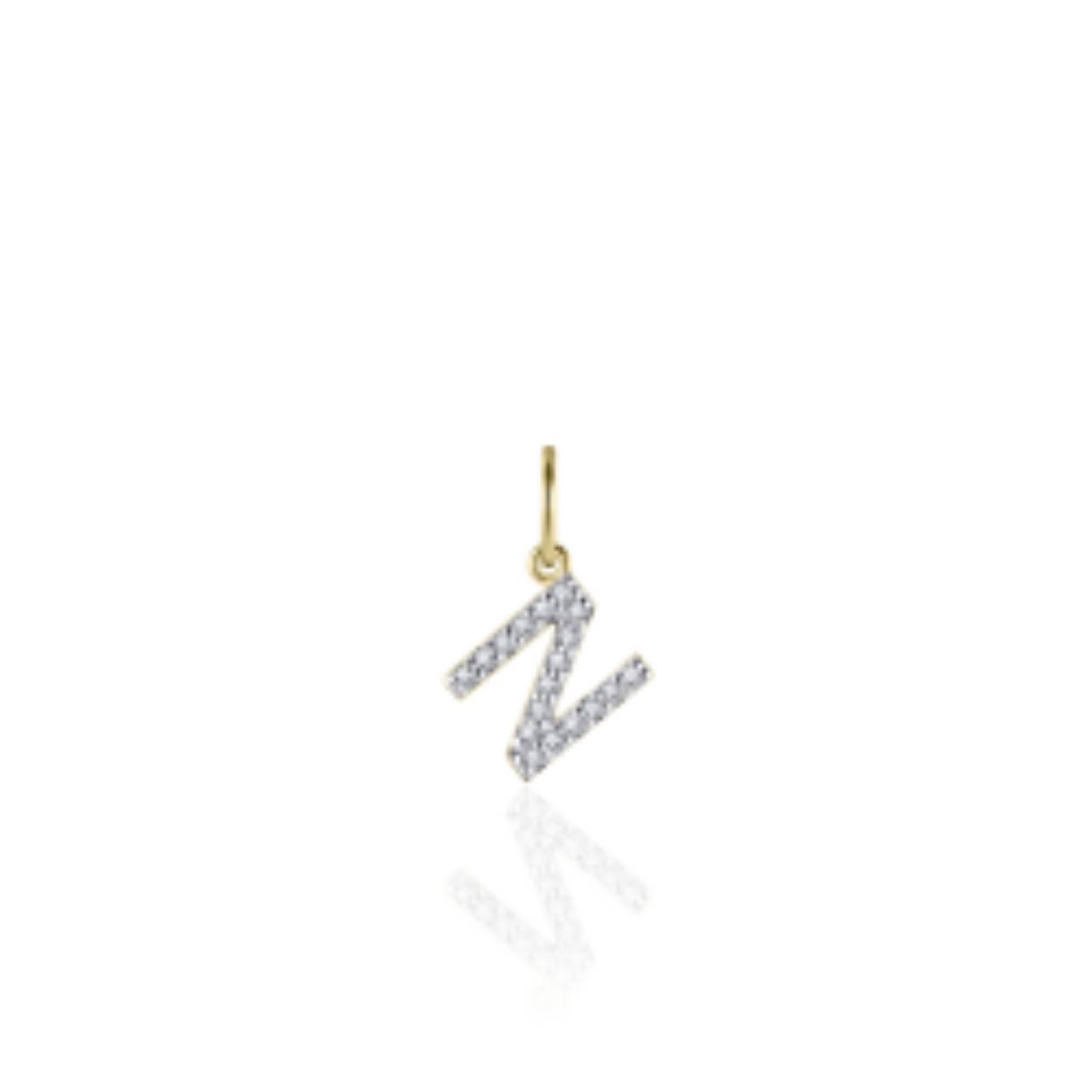 letter N | zilver goldplated | zirkonia's