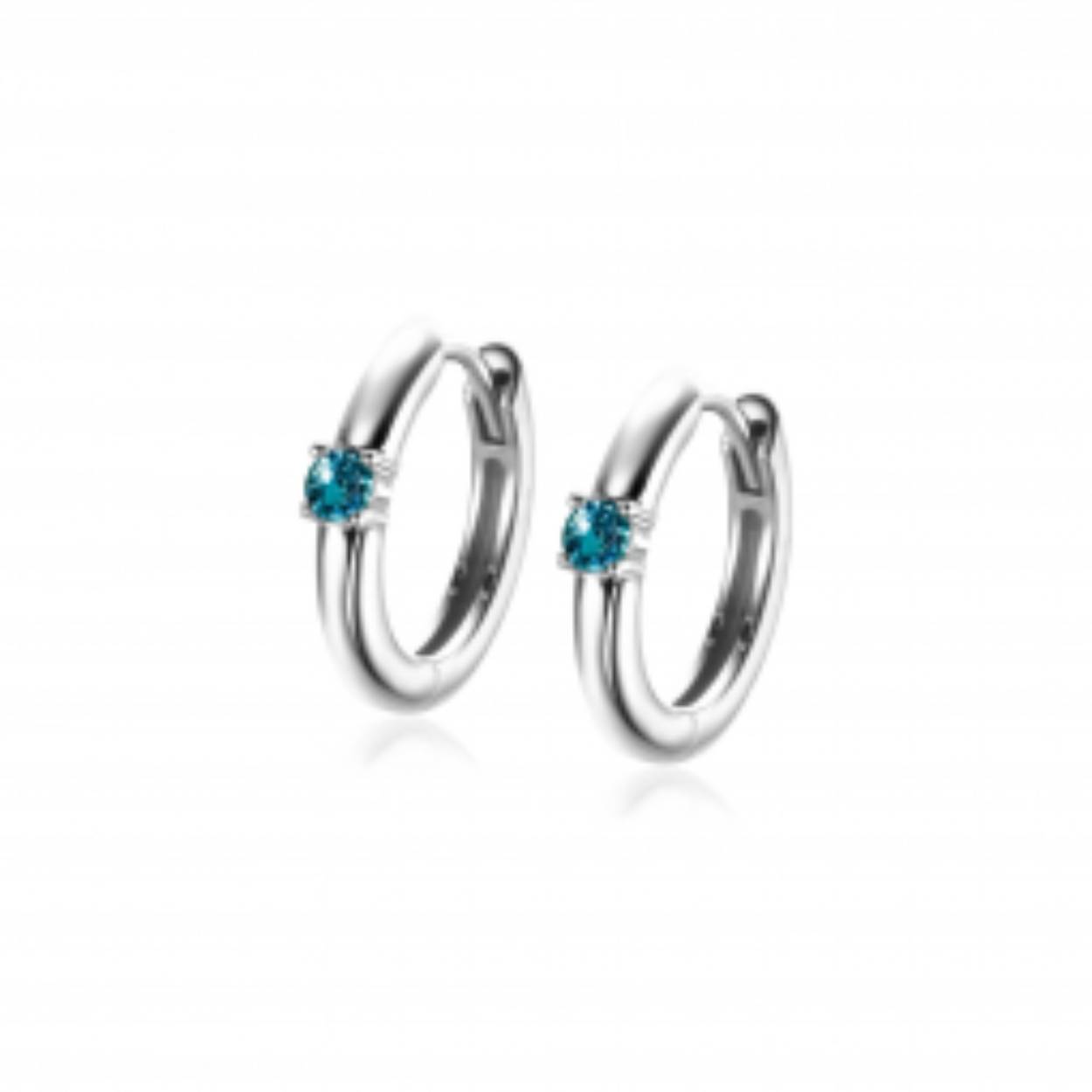 MAART oorringen zilver met geboortesteen blauw aquamarijn zirconia