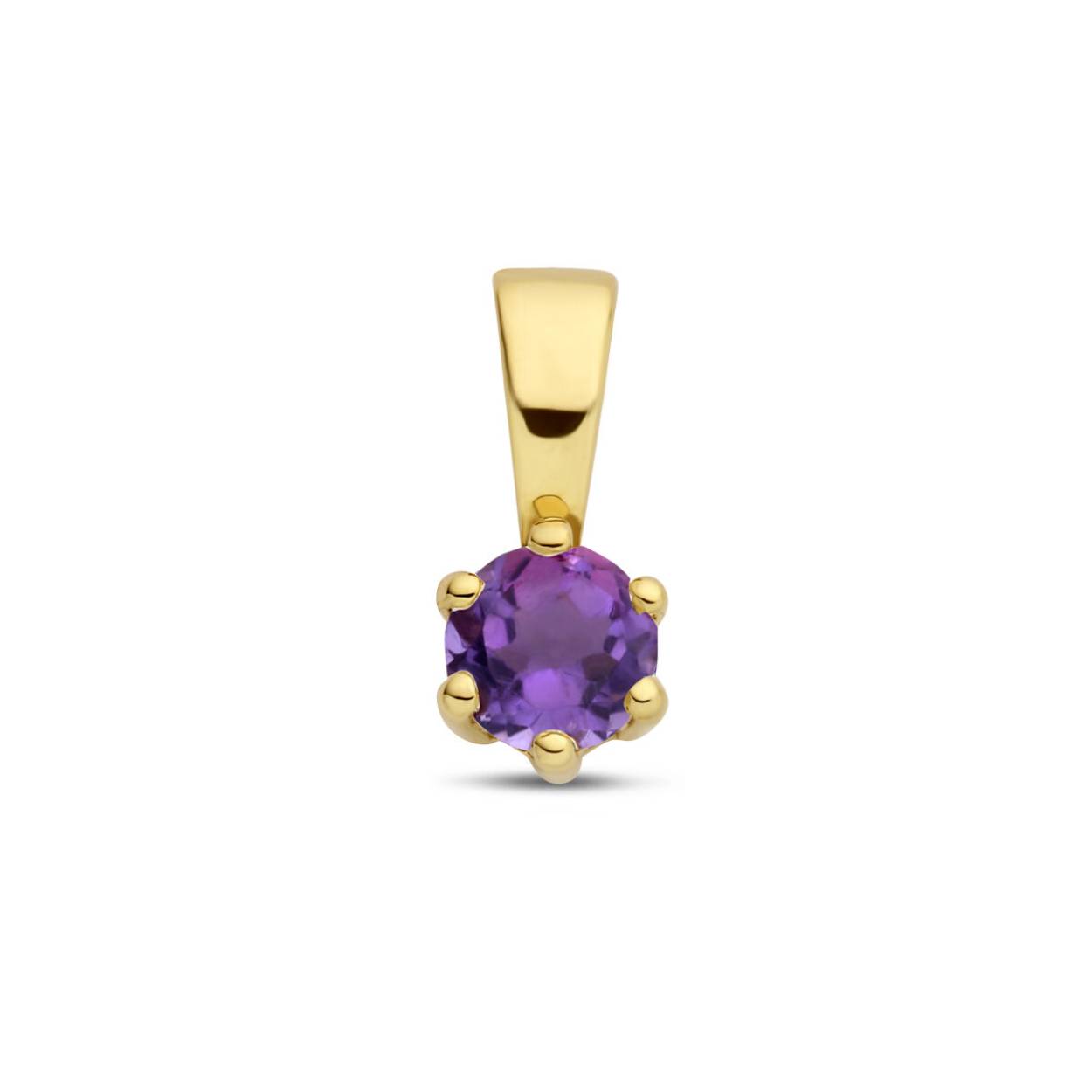14k Geelgouden hanger uitgevoerd met een schitterende amethist