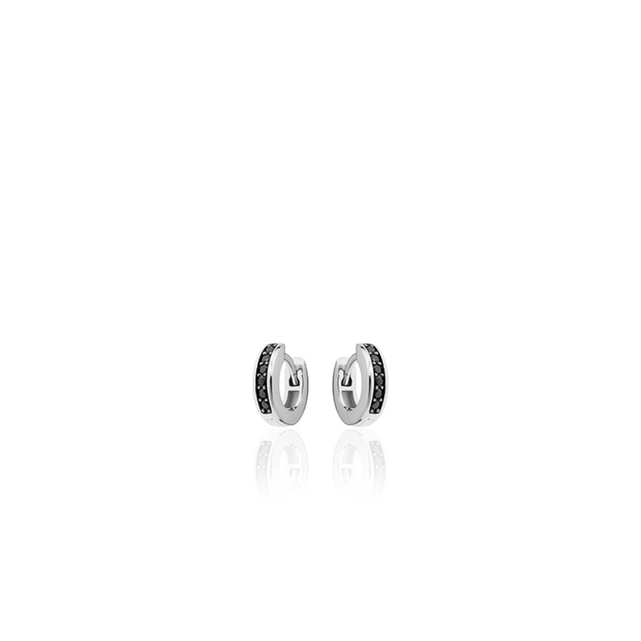 Zilveren oorring 3x12mm zwart Zirkonia KCD3/12Z