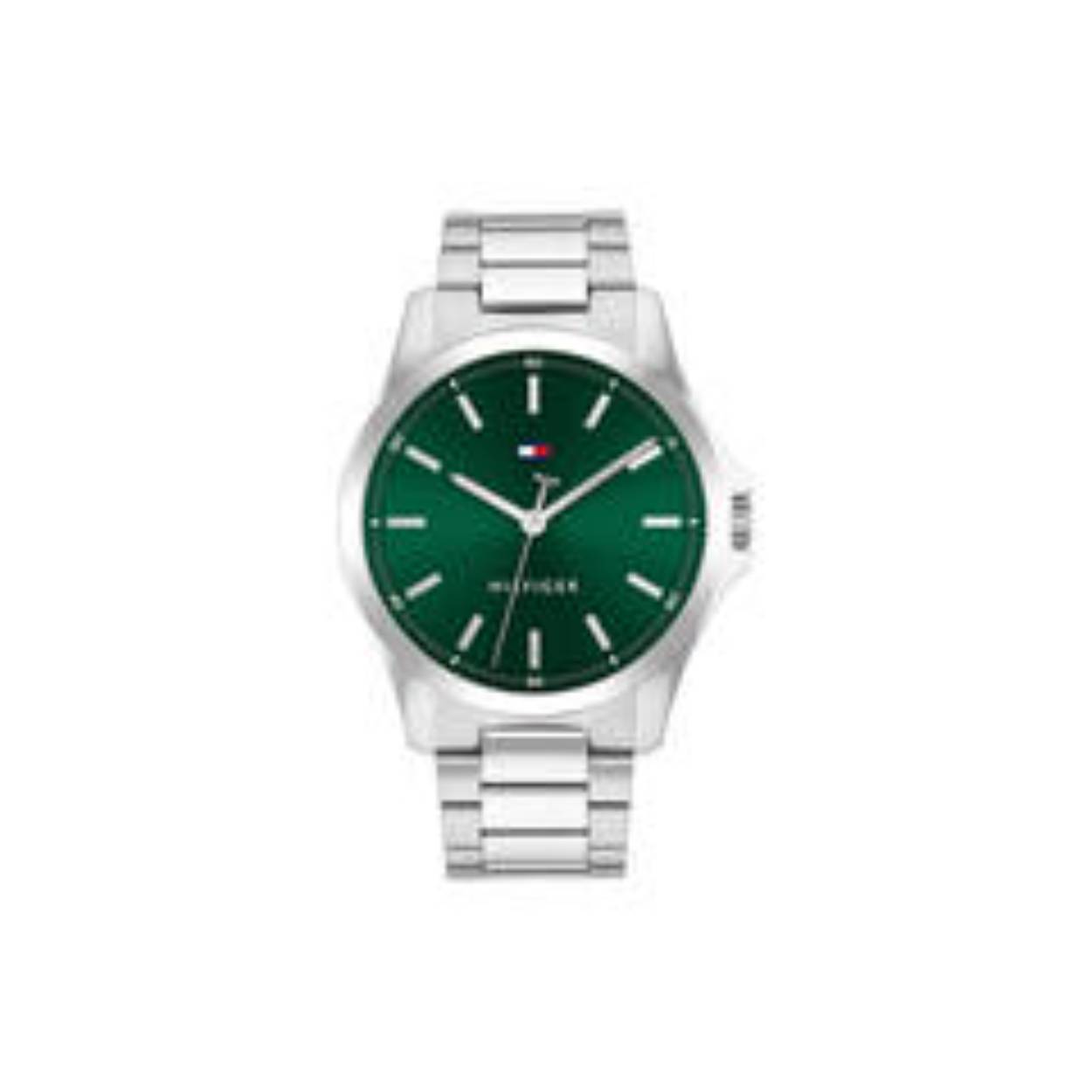 Tommy Hilfiger TH1710672 Horloge Heren Staal Zilverkleurig 43mm
Dit specifieke horloge van Tommy Hilfiger uit de Bruce serie met artikelnr: TH1710672 is een sportief herenhorloge die niet in je collectie mag ontbreken. Het stalen herenhorloge heeft een zilverkleurige ronde kast met een gladde bezel en een groen geborstelde sunray wijzerplaat. Aan het horloge zit een zilverkleurige schakelband met een vouwsluiting. Het horloge heeft een mineraalglas, een doorsnee van 43mm en is 3ATM.  

Het merk:
Sinds de lancering van het merk in 1985 is Tommy Hilfiger wereldwijd bekend geworden als pionier van de klassieke Amerikaanse coole stijl. Geïnspireerd door de iconische popcultuur en het Amerikaanse erfgoed. De dames en herencollectie van dit seizoen bestaan uit minimalistische silhouetten en rustieke lederen details. De herenhorlogecollectie biedt iconische uurwerken met roestvrijstalen, lederen en siliconen banden.

Specificaties:
- Mineraalglas
- Ronde kast 43mm
- Zilverkleurige horlogekast
- Groene wijzerplaat 
- Zilverkleurige schakelband 
- 3ATM