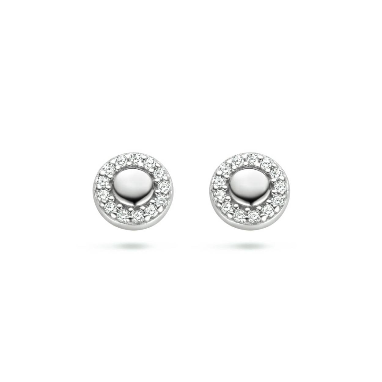 Gerhodineerd 925 zilveren oorknoppen uitgevoerd met heldere zirkonia. De oorknoppen hebben een diameter van 6.2mm.