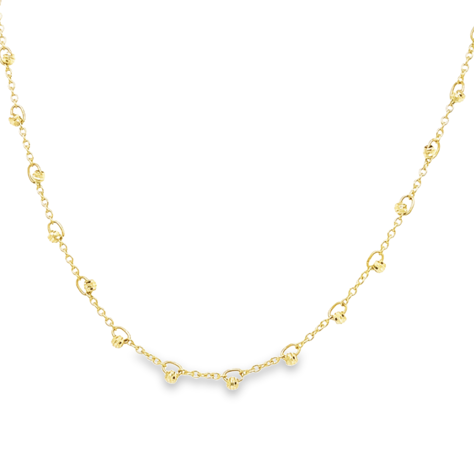 Geelgouden collier Ankerschakel met Bolletjes
