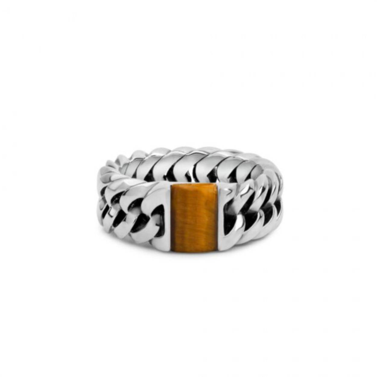 Zilveren Buddha to Buddha ring met Tijgeroog
